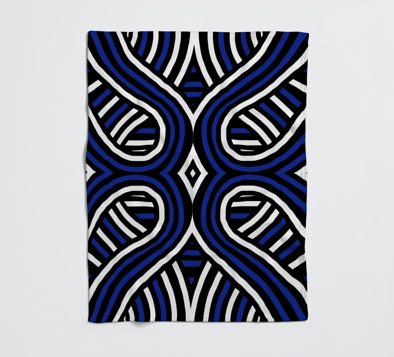 Striscia simmetrica blu e nera coperta in pile da Little Dean