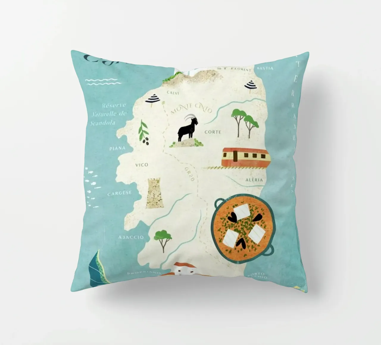 Map Of Corsica cuscino da Henry Rivers