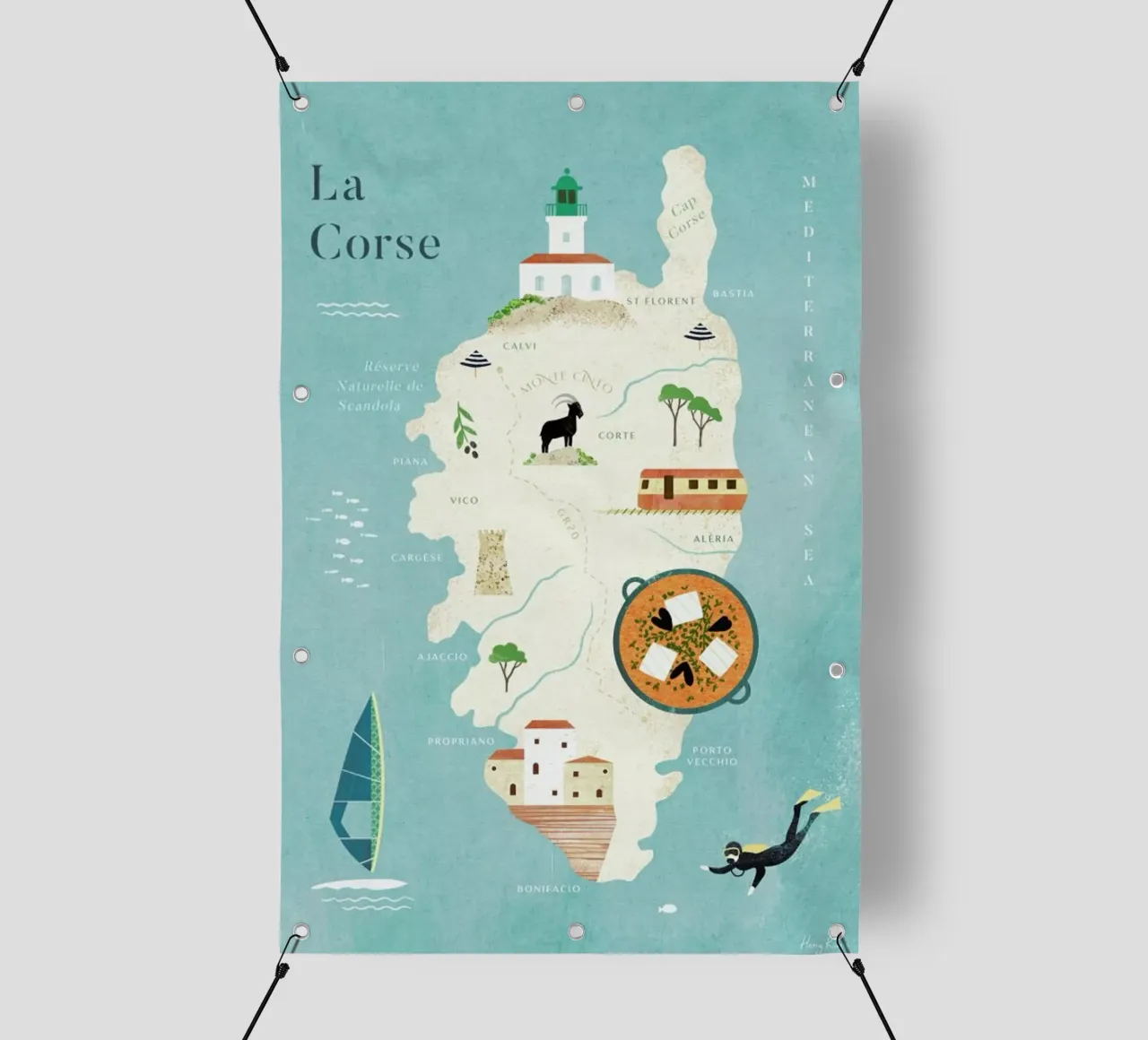 Map Of Corsica telo in pvc da Henry Rivers