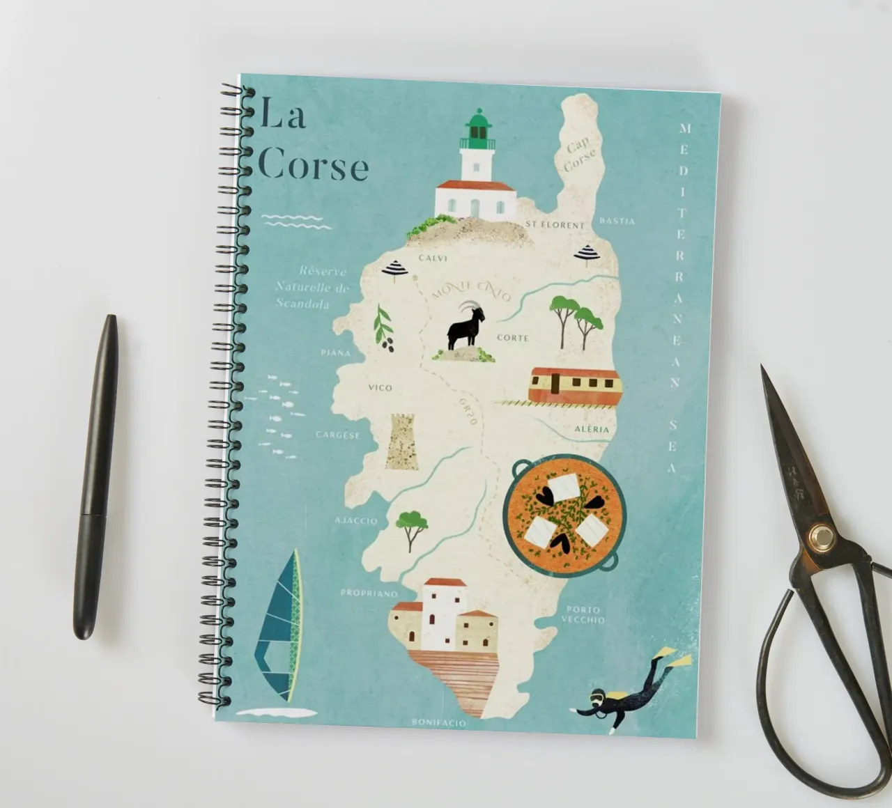 Map Of Corsica carnet à spirale de Henry Rivers