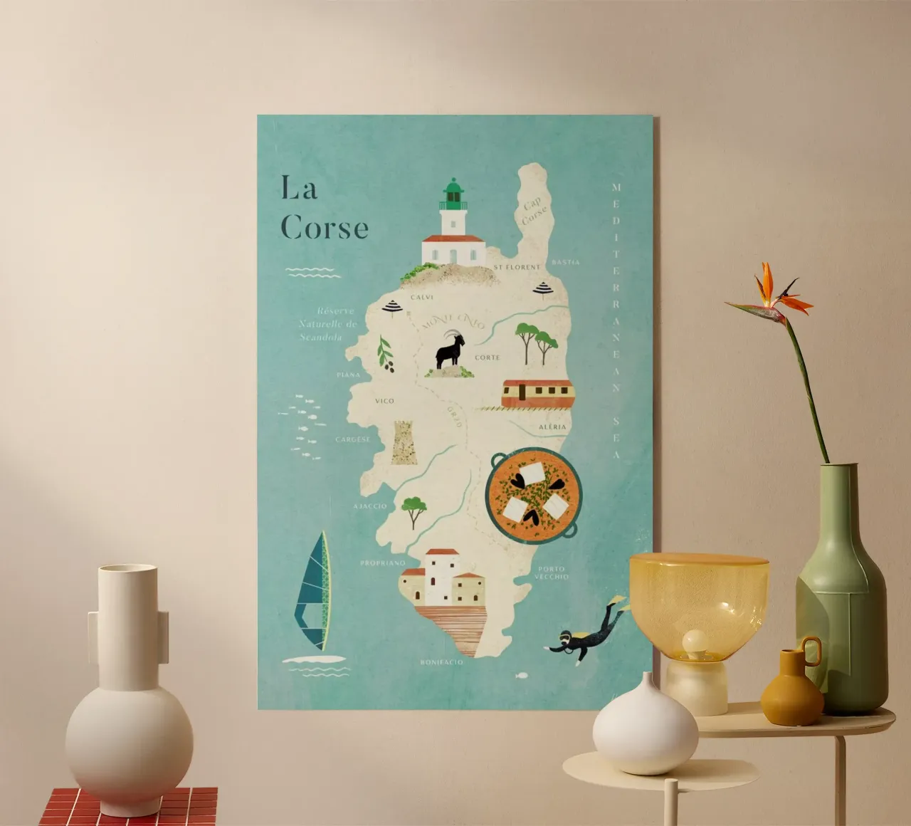Map Of Corsica plexiglass da Henry Rivers