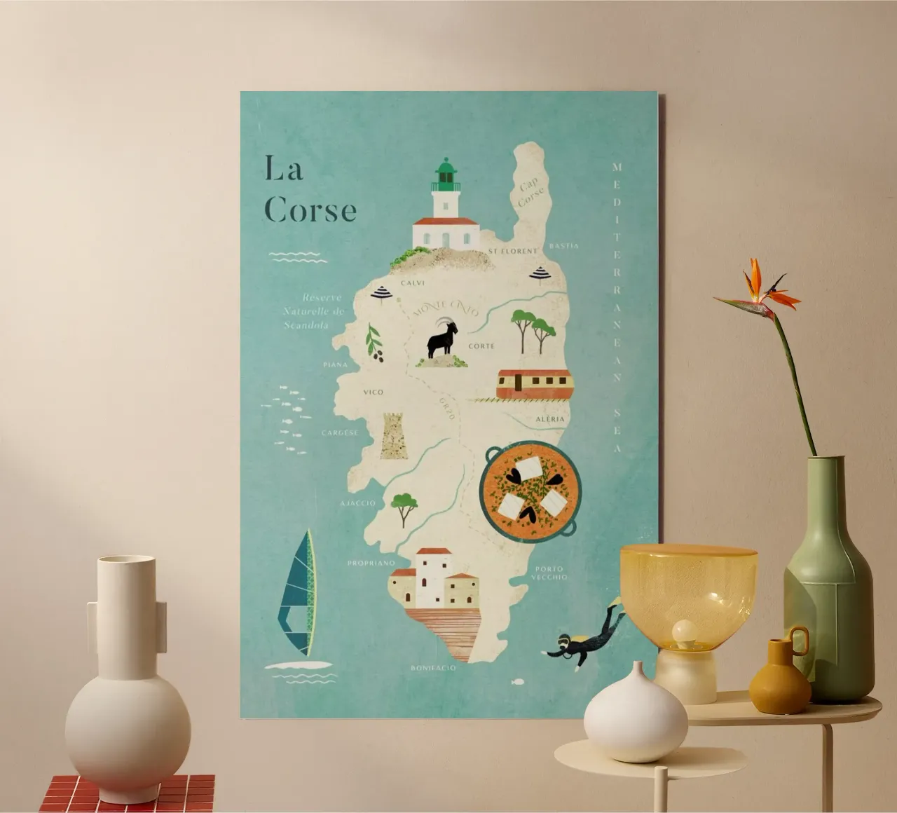 Map Of Corsica alluminio dibond da Henry Rivers