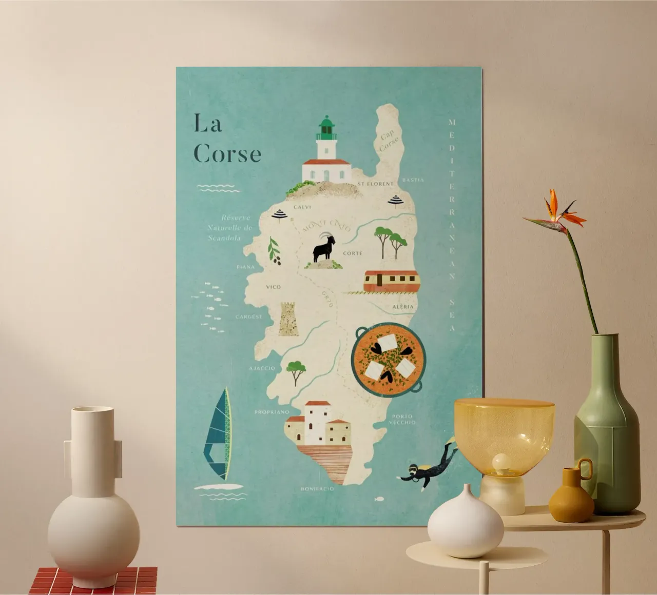 Map Of Corsica carta hahnemühle da Henry Rivers