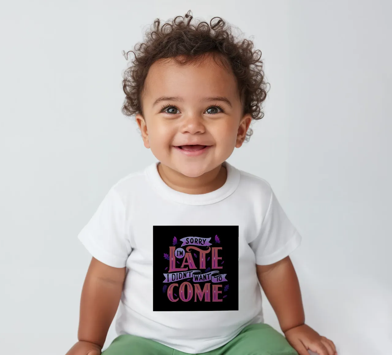 Sorry I'm Late. I Didn't Want To Come. baby t-shirt by Tobe Fonseca