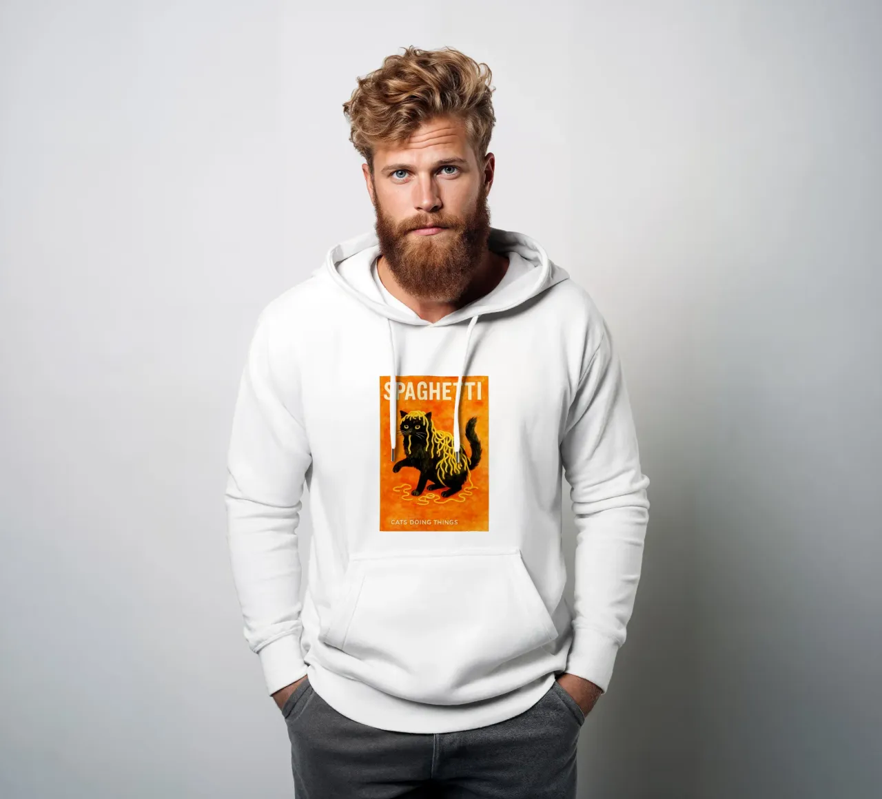 gato sphagetti dibujo retro art sudadera con capucha de genzaa