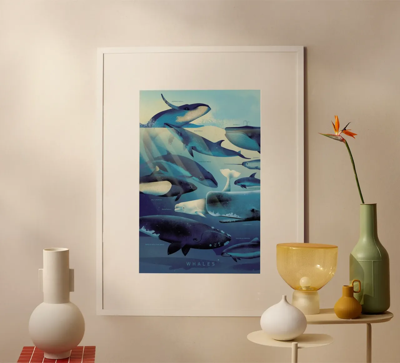Whales poster con telaio in plastica da Dieter Braun