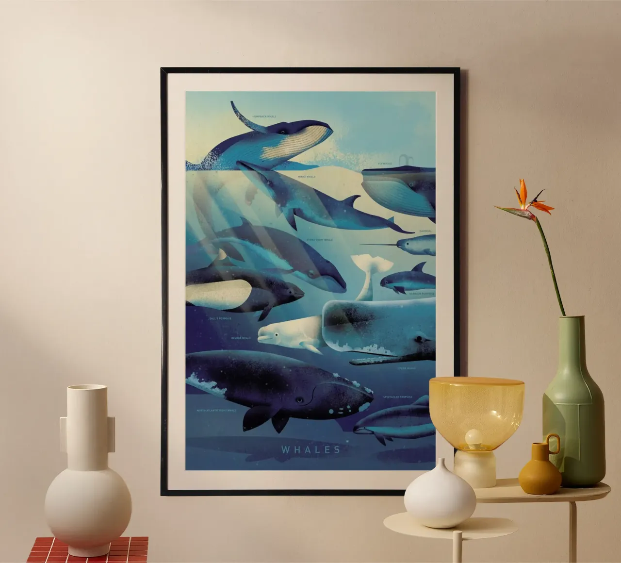 Whales poster con telaio in plastica da Dieter Braun