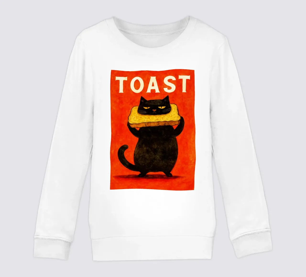 cat toast retro art drawing kids sweatshirt by genzaa