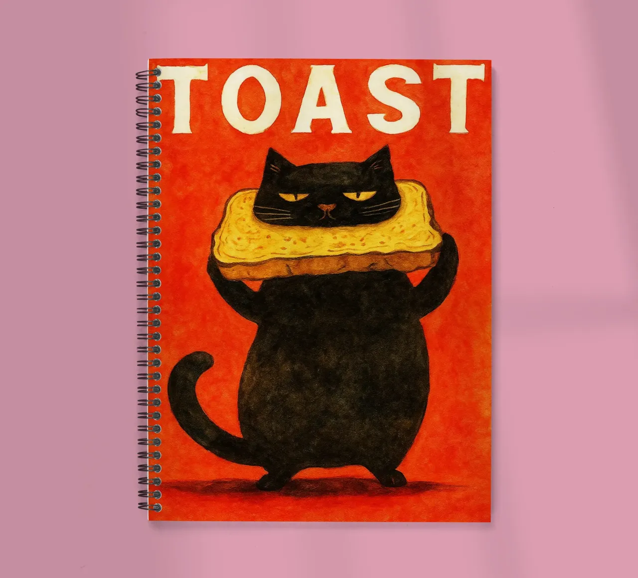 cat toast retro art drawing spiral notebook by genzaa