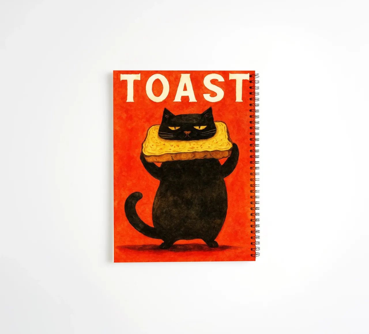 cat toast retro art drawing spiral notebook by genzaa