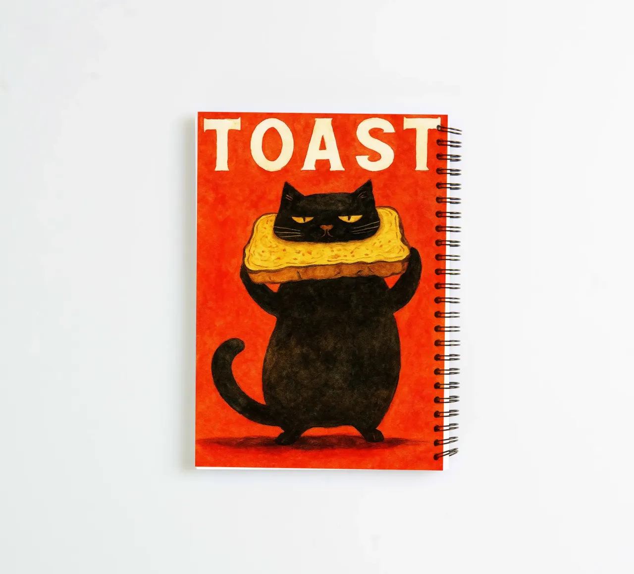 cat toast retro art drawing spiral notebook by genzaa