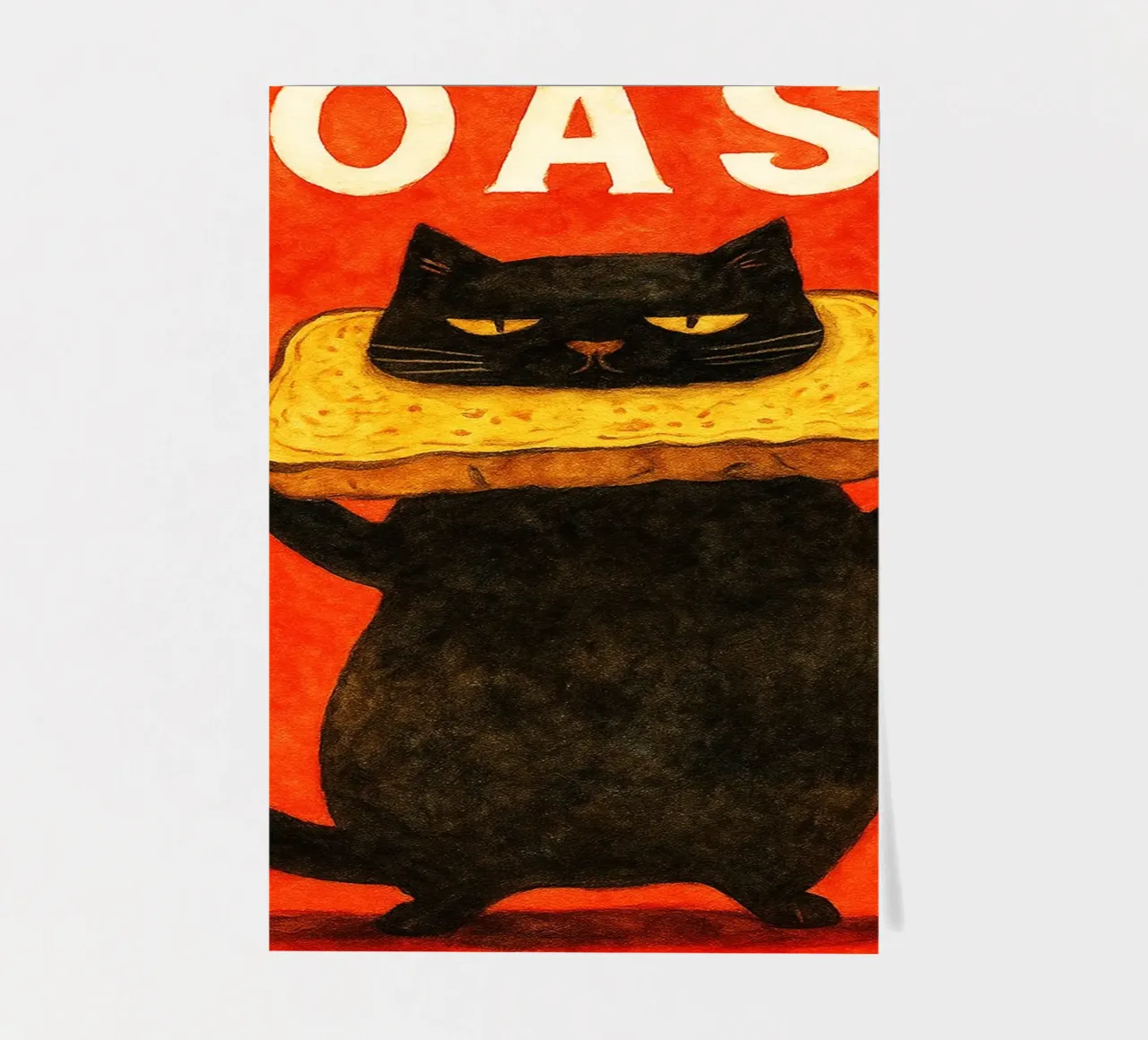 cat toast retro art drawing sticker sheet by genzaa