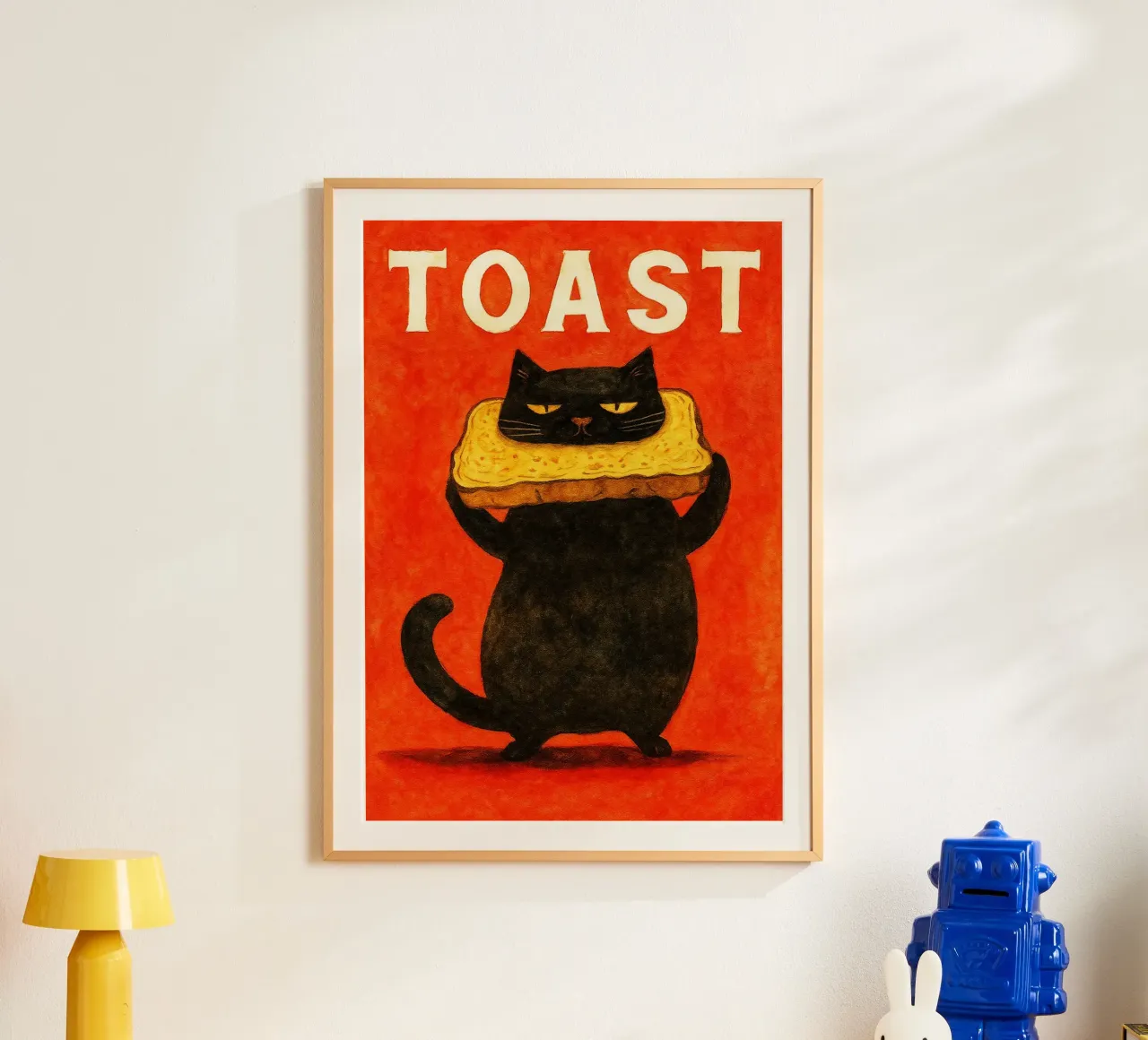 Katze Toast retro Kunst Zeichnung Hahnemühle von genzaa