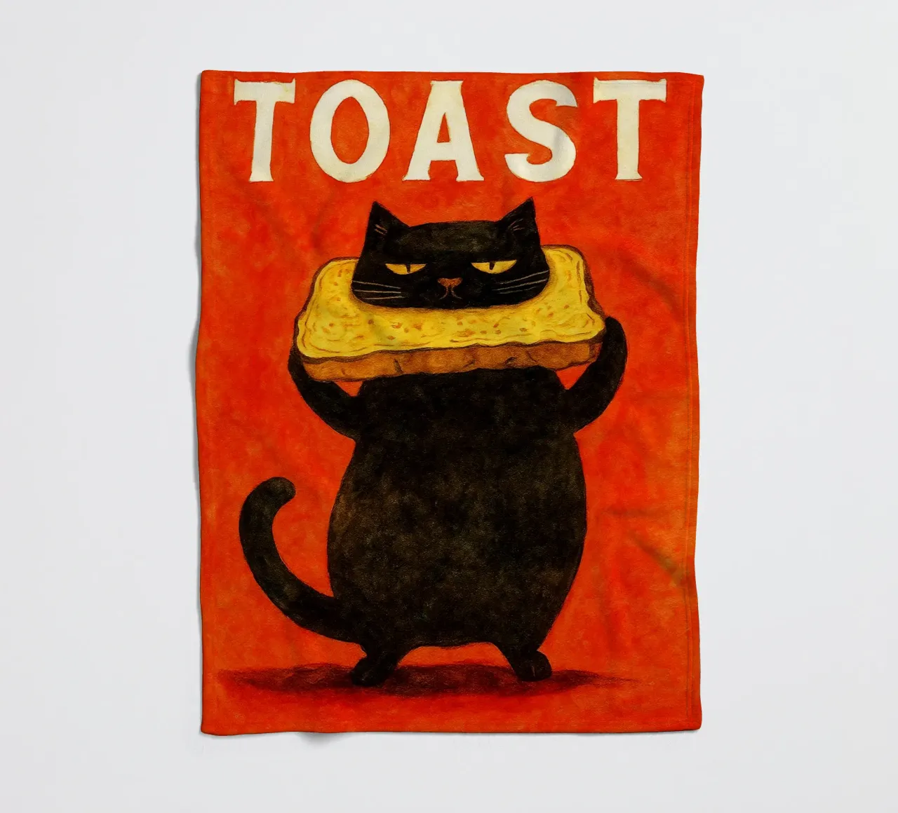 cat toast retro art drawing fleece blanket by genzaa