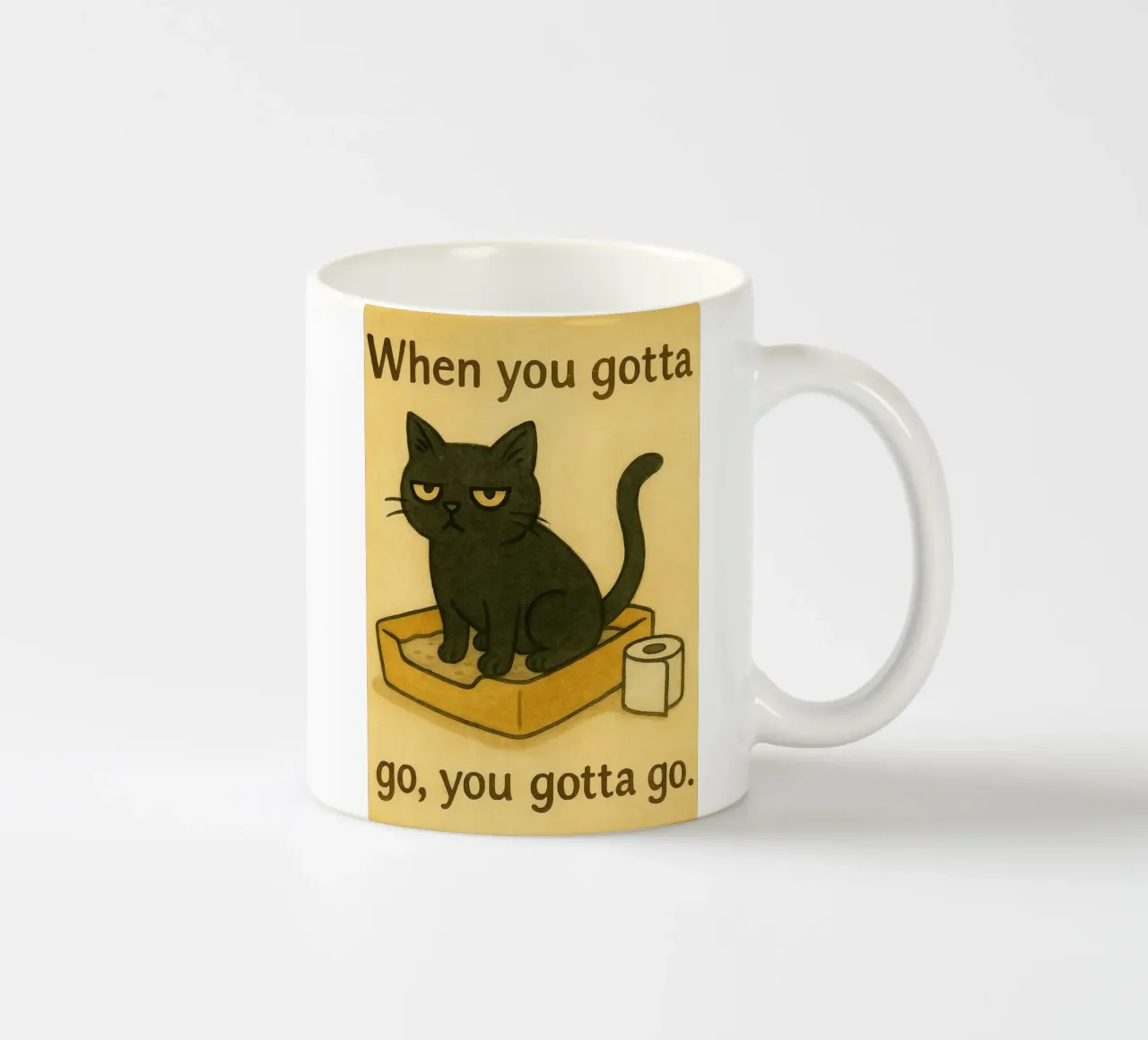 cat when you gotta go retro art drawing mug en céramique de genzaa