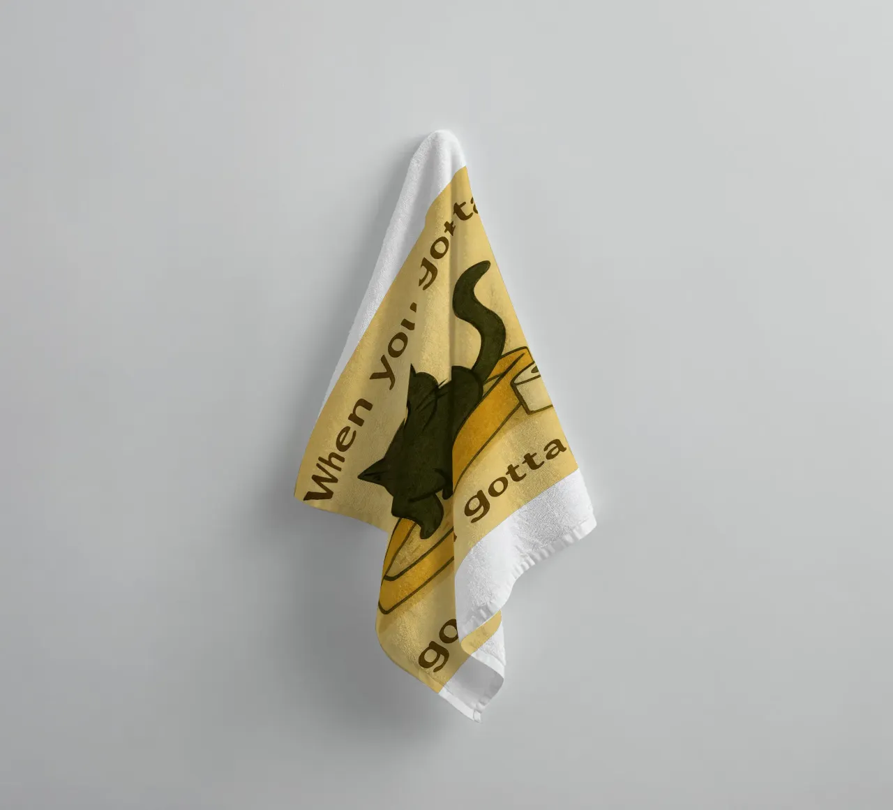 cat when you gotta go retro art drawing serviette de bain de genzaa
