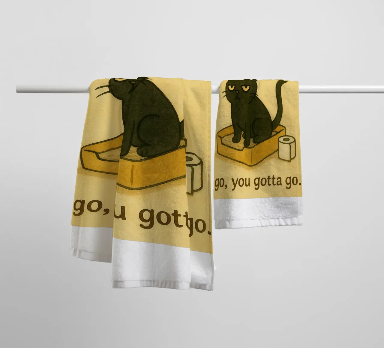 cat when you gotta go retro art drawing serviette de bain de genzaa