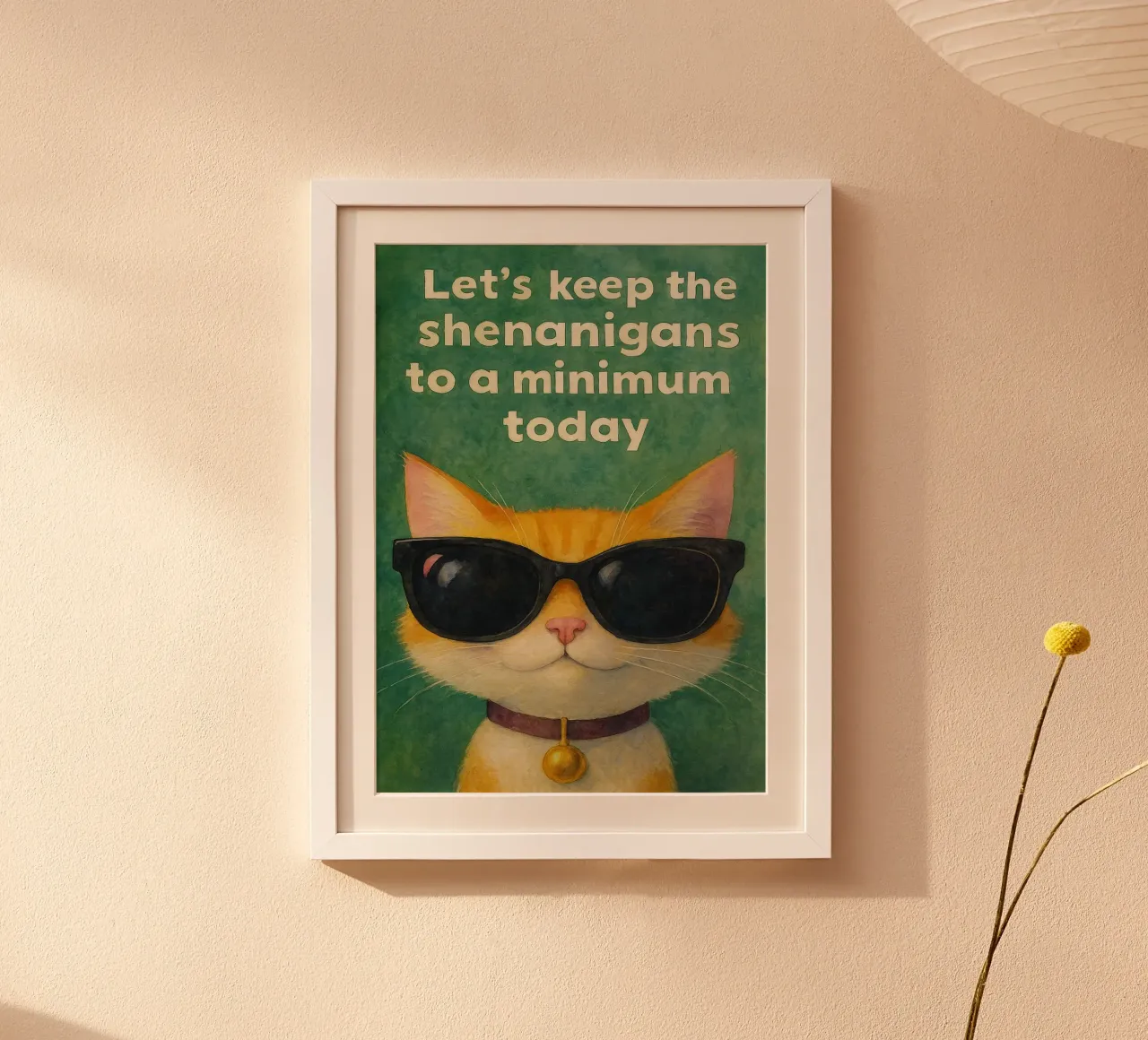 gato con gafas dibujo retro art poster de genzaa