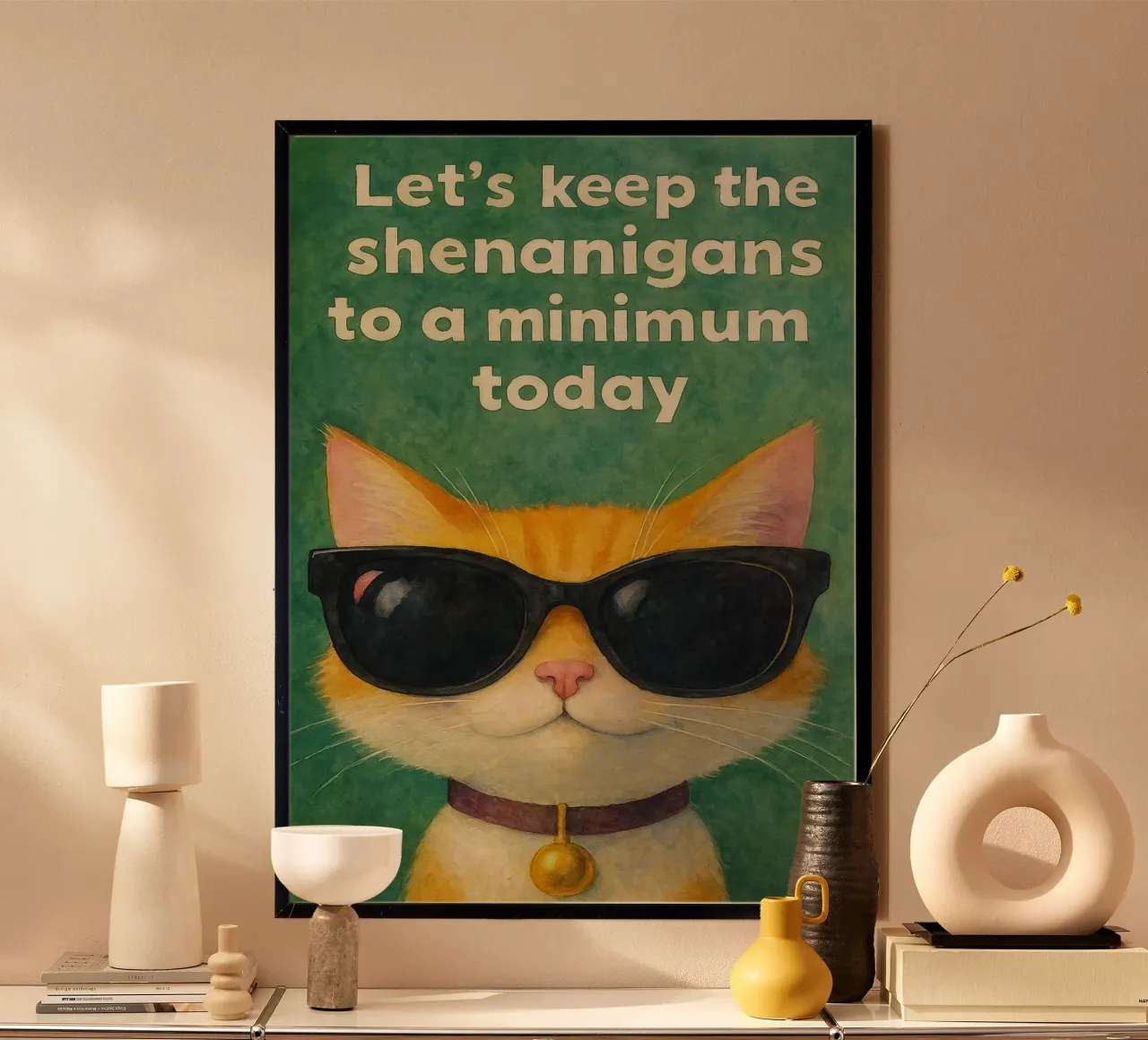 gato con gafas dibujo retro art poster de genzaa