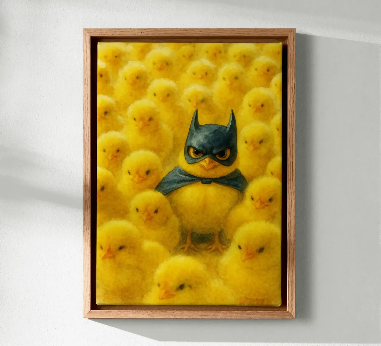 chick superheld retro kunst tekening canvas met Baklijst van genzaa