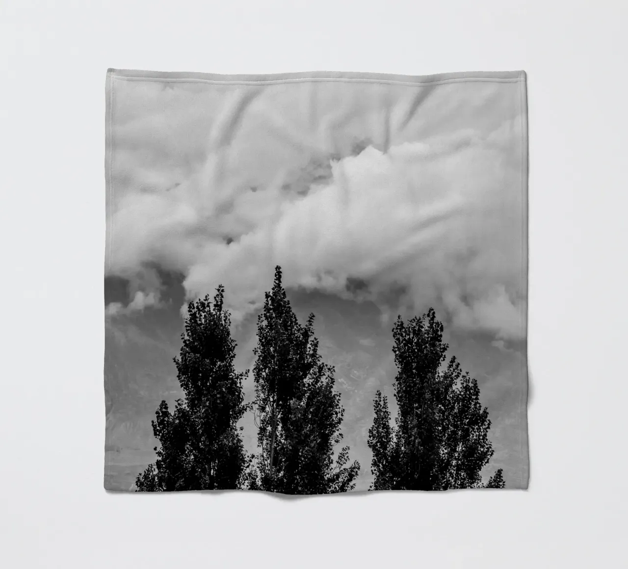 Three trees in cloudy mountains fleece blanket by photolovers