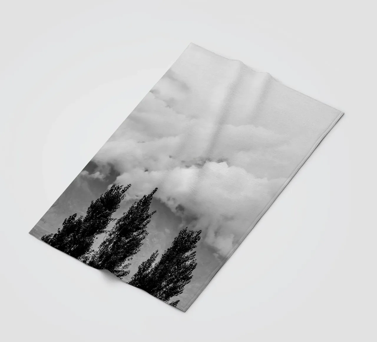 Three trees in cloudy mountains fleece blanket by photolovers