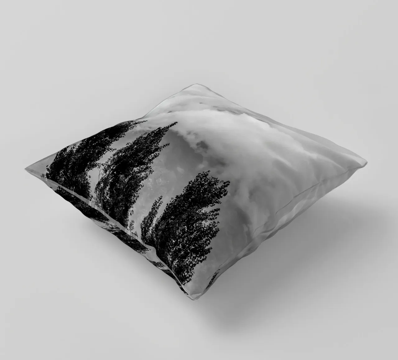 Three trees in cloudy mountains cuscino da photolovers