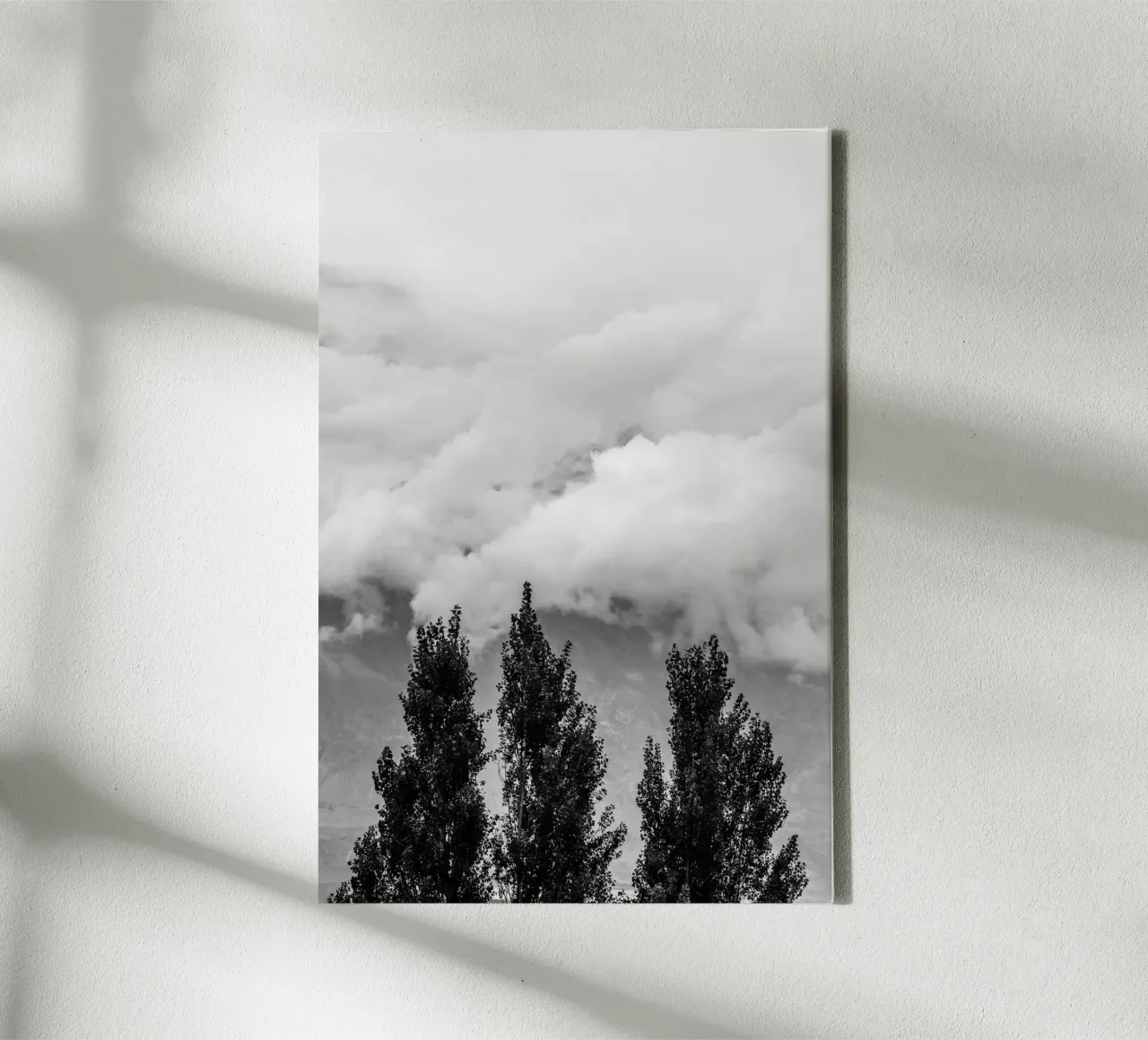 Three trees in cloudy mountains canvas by photolovers