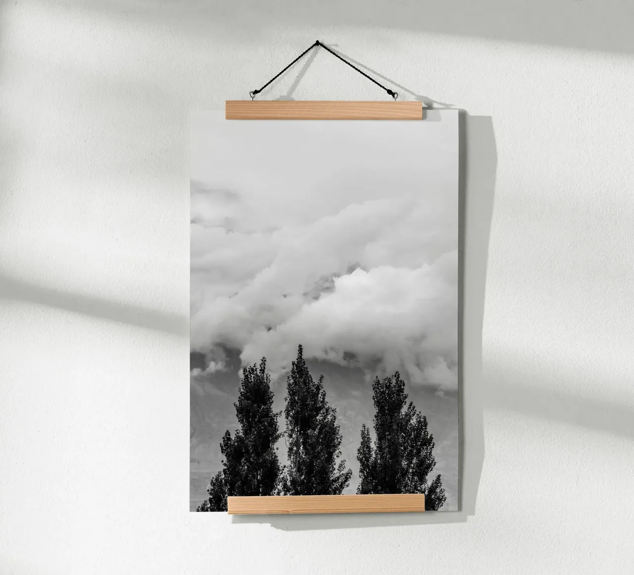 Three trees in cloudy mountains hahnemühle van photolovers