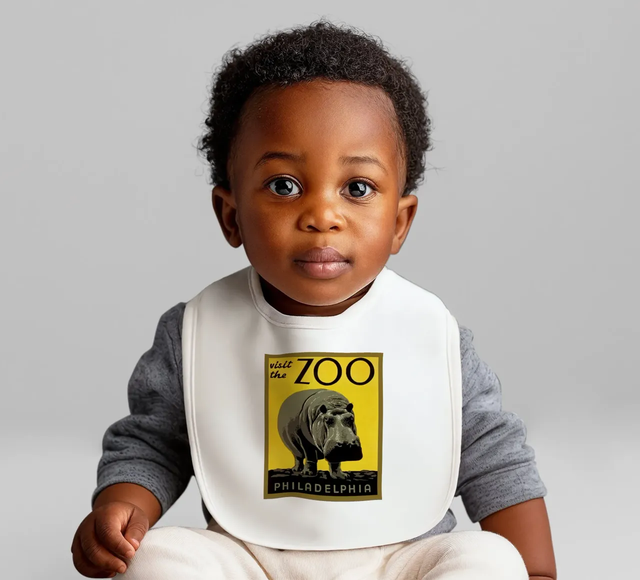 ippopotamo dello zoo di Philadelphia bavaglino da Danielshop