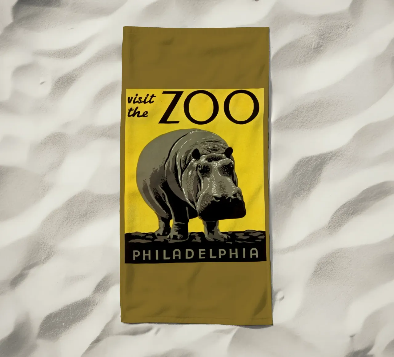 ippopotamo dello zoo di Philadelphia telo mare da Danielshop