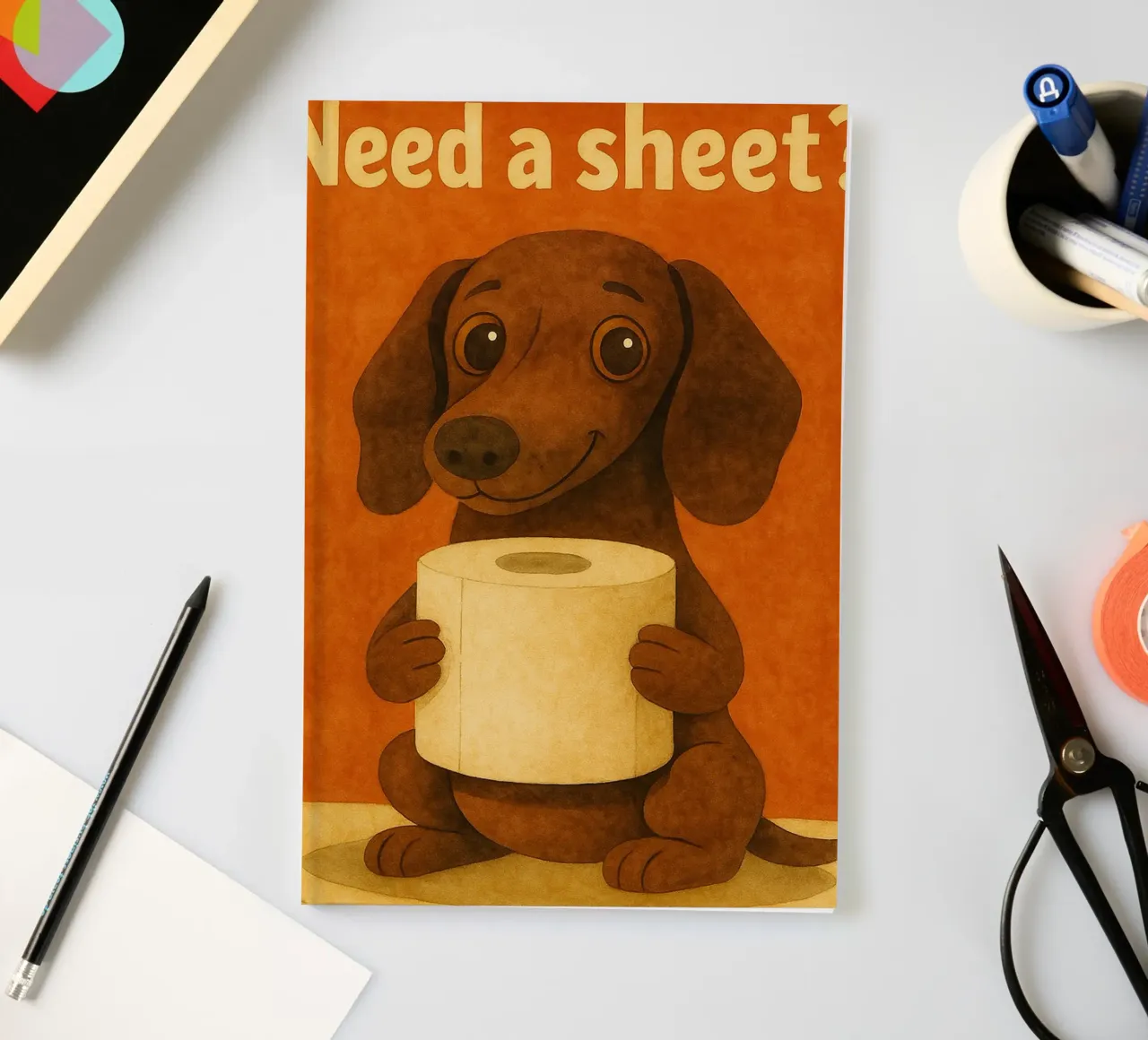 dog need a sheet retro art drawing notebook by genzaa
