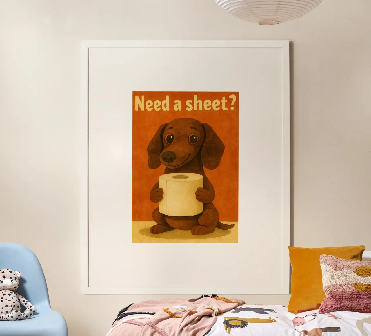 chien a besoin d'un drap dessin rétro art poster avec cadre en bois de genzaa