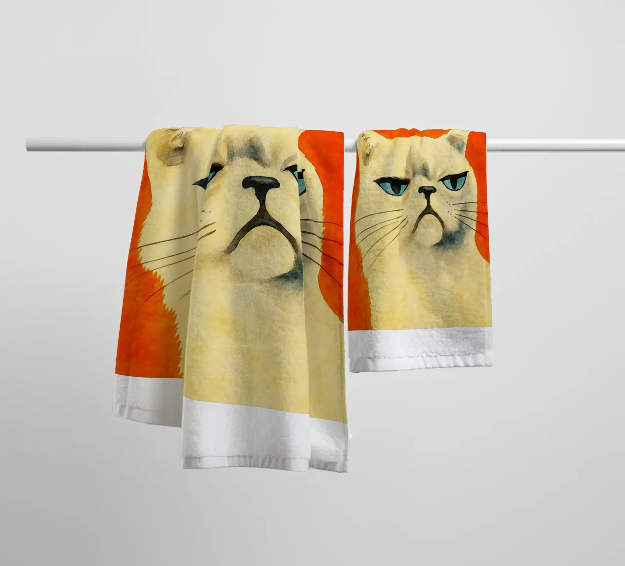 funny cat did you flush the evidence retro art drawing towel by genzaa