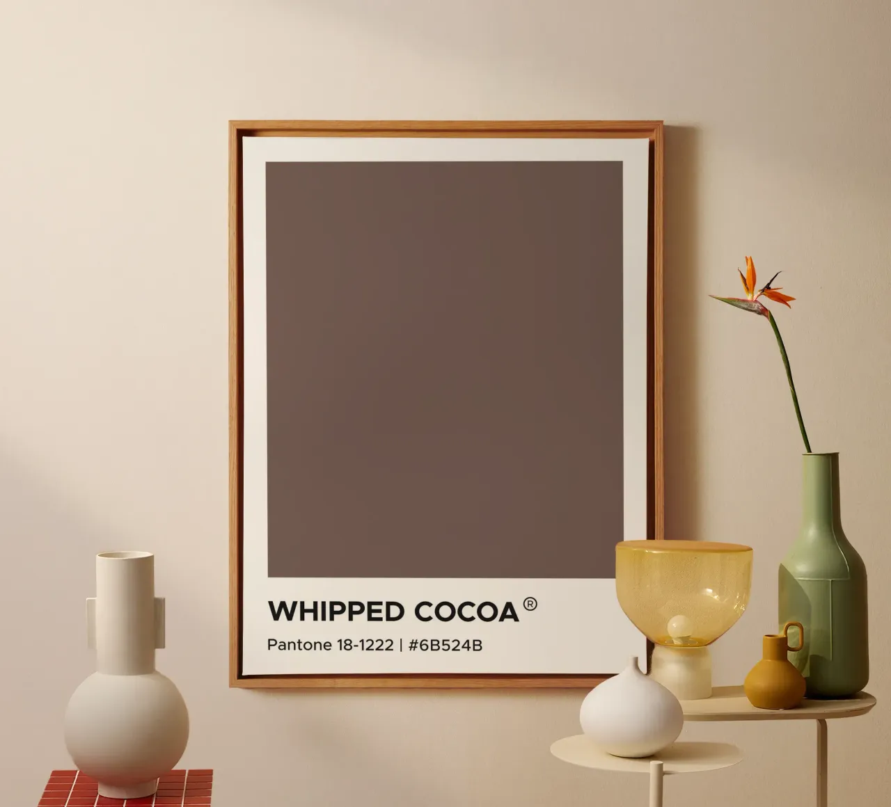Whipped Cocoa Pantone canvas with Floater frame by Paigaam Studio