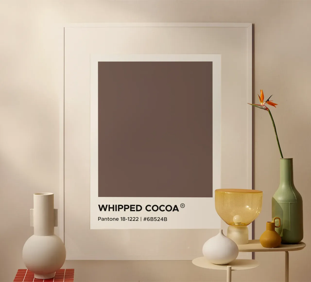 Cacao Montato Pantone poster con telaio in legno da Paigaam Studio