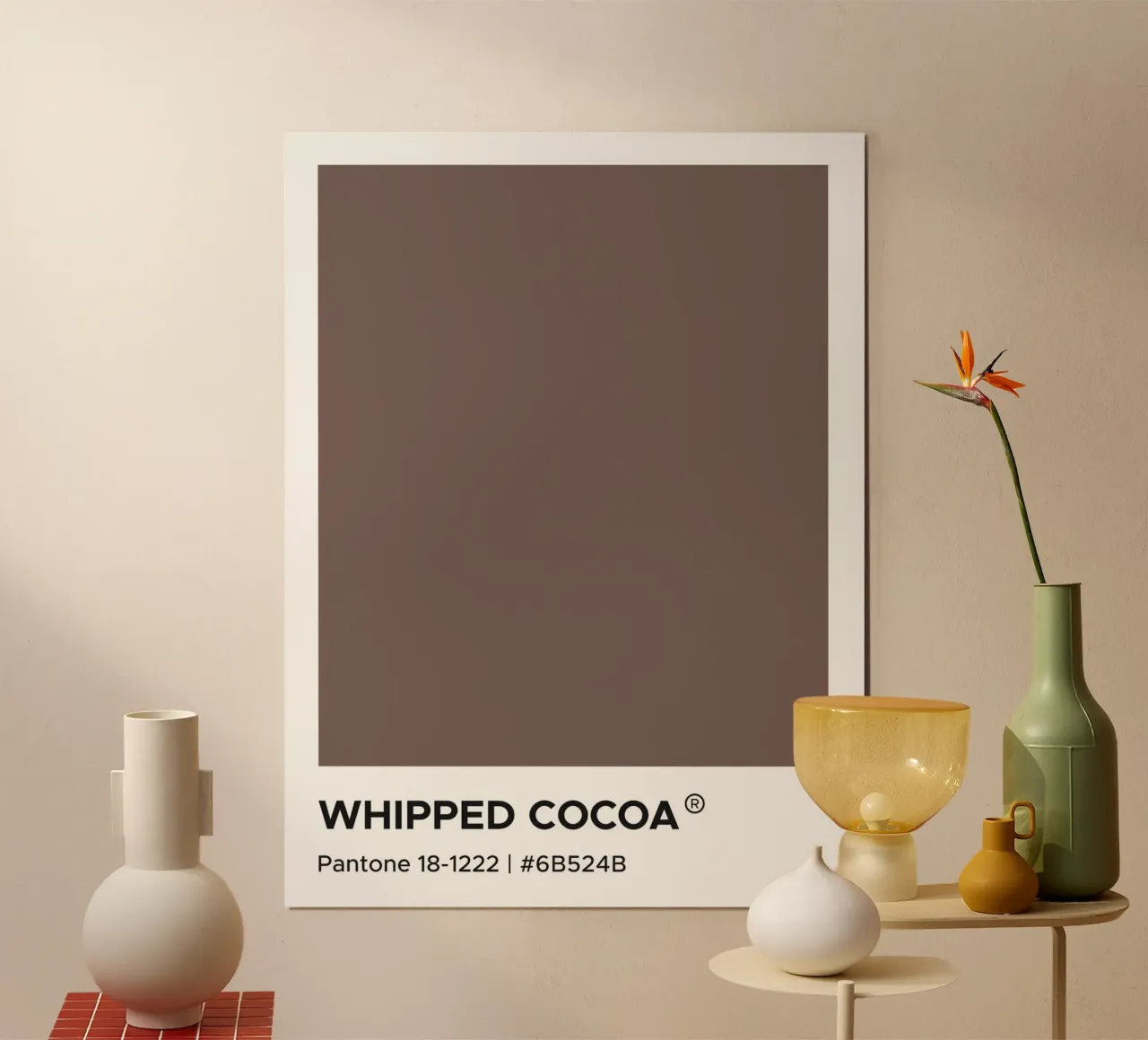 Cacao Montato Pantone poster con telaio in legno da Paigaam Studio