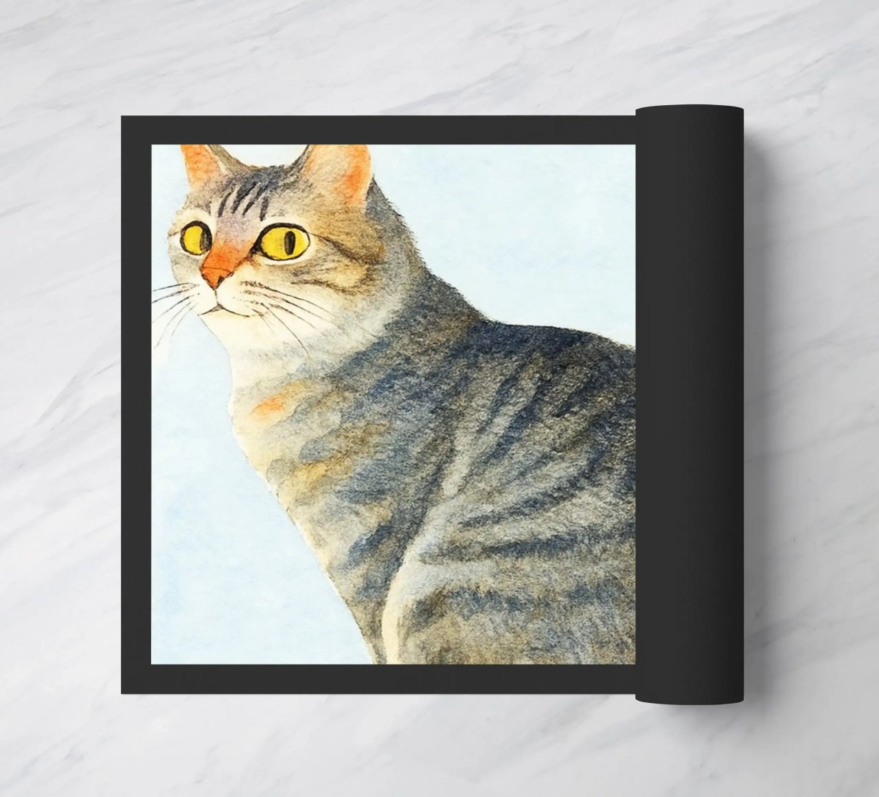 funny cat do not disturb retro art drawing doormat by genzaa