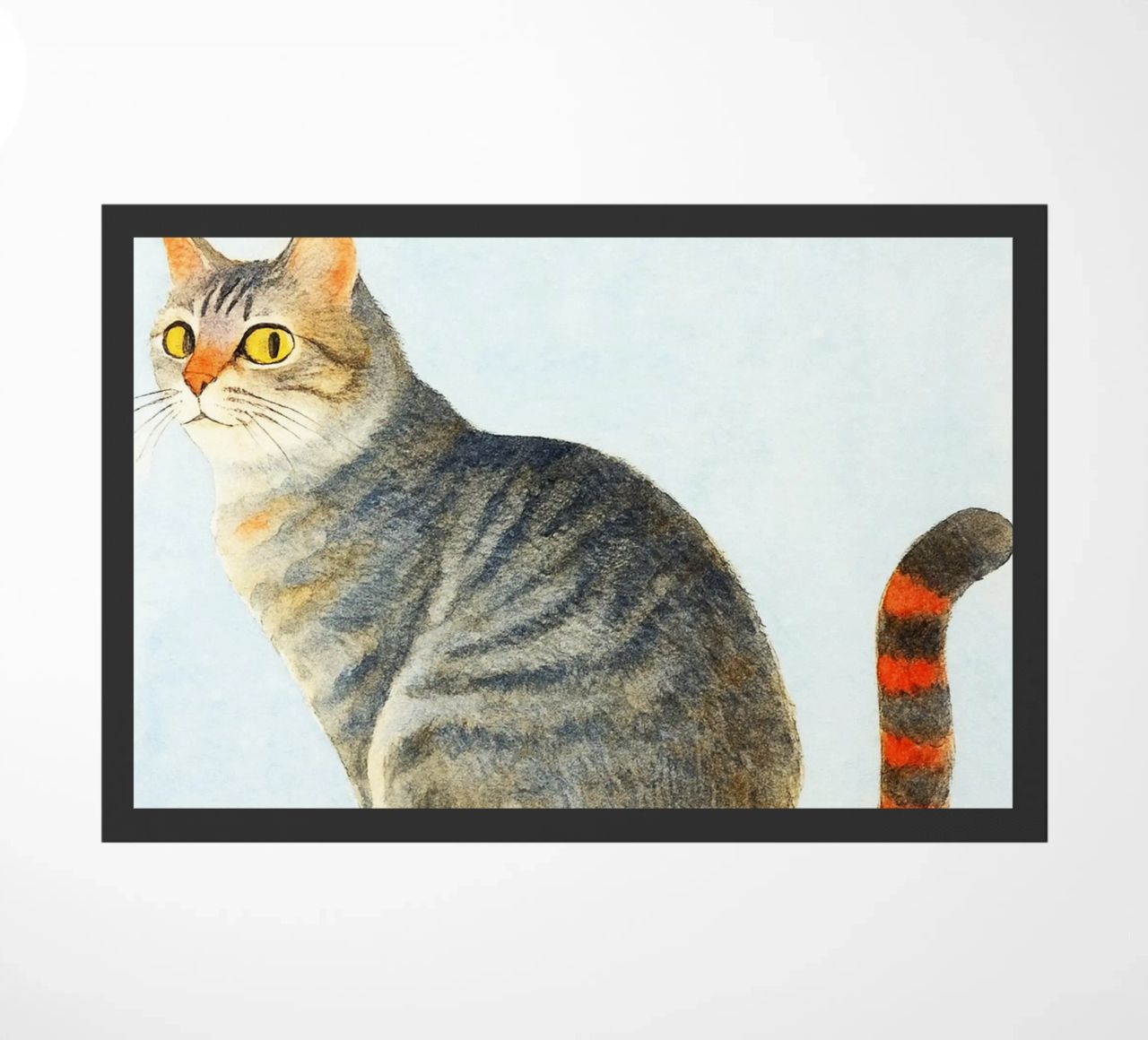 funny cat do not disturb retro art drawing doormat by genzaa