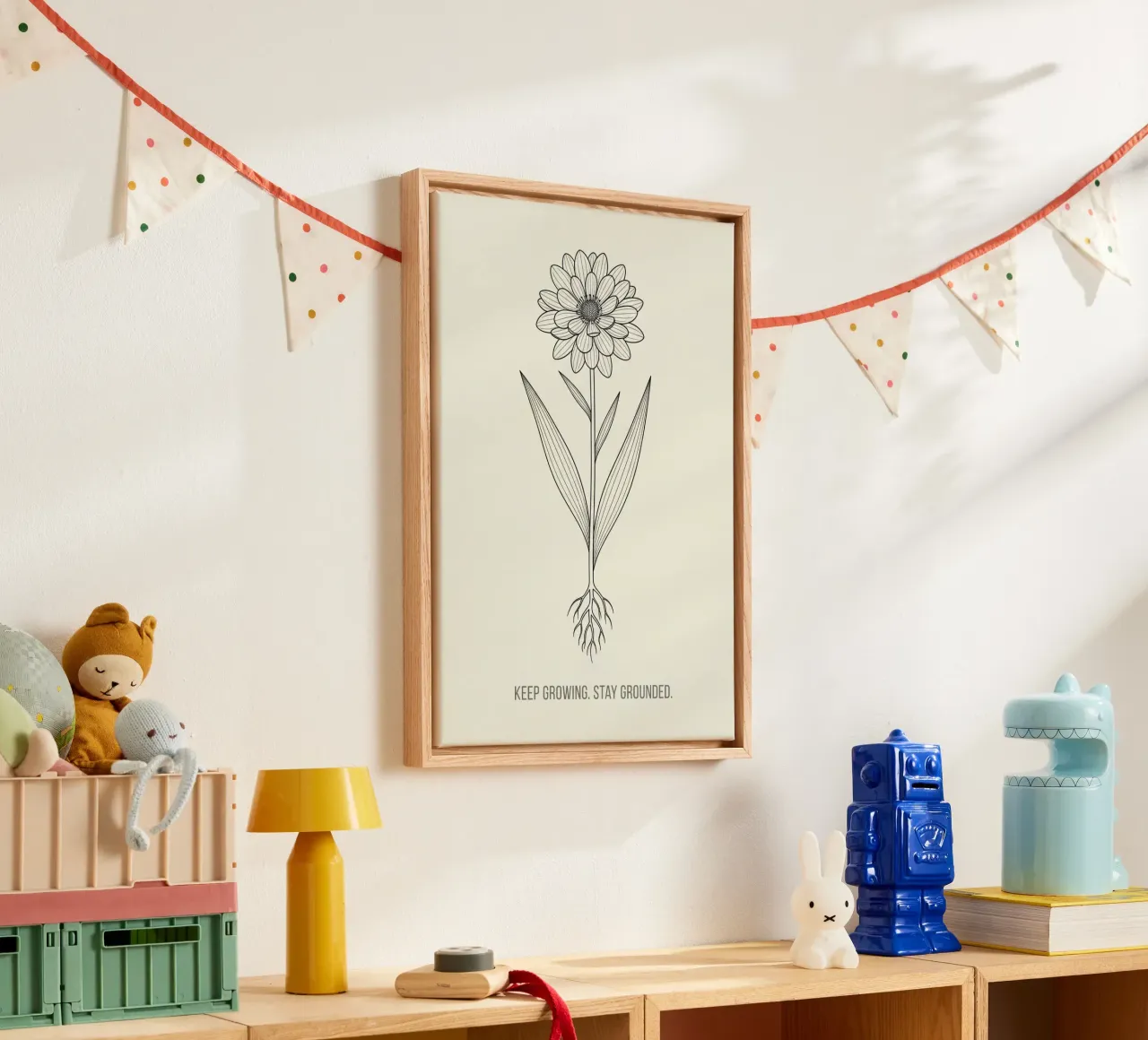 Floral bauhaus #057: Keep Growing, Stay Grounded. tela con Cornice a cassetta da Zen Design