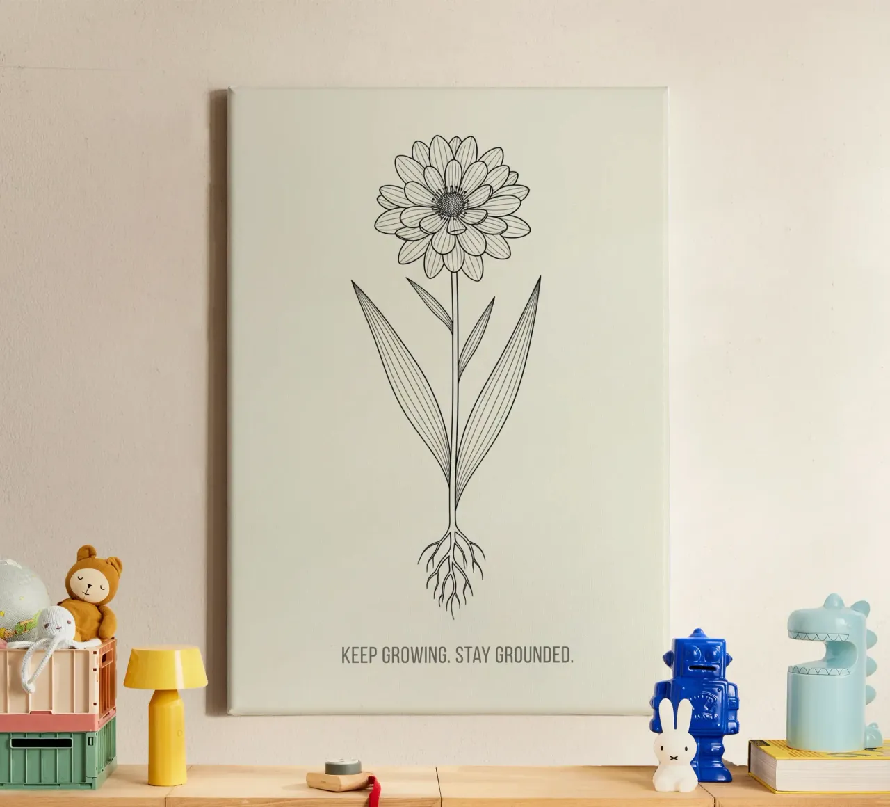 Floral bauhaus #057: Keep Growing, Stay Grounded. tela con Cornice a cassetta da Zen Design