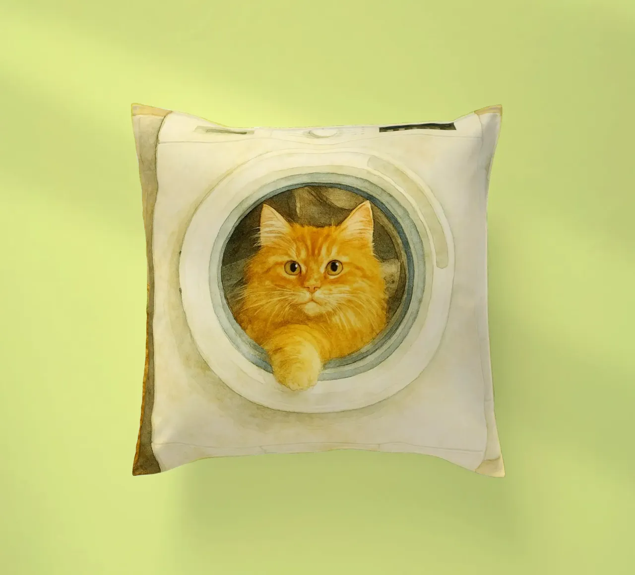 chat amusant dans la machine à laver dessin d'art rétro coussin de genzaa