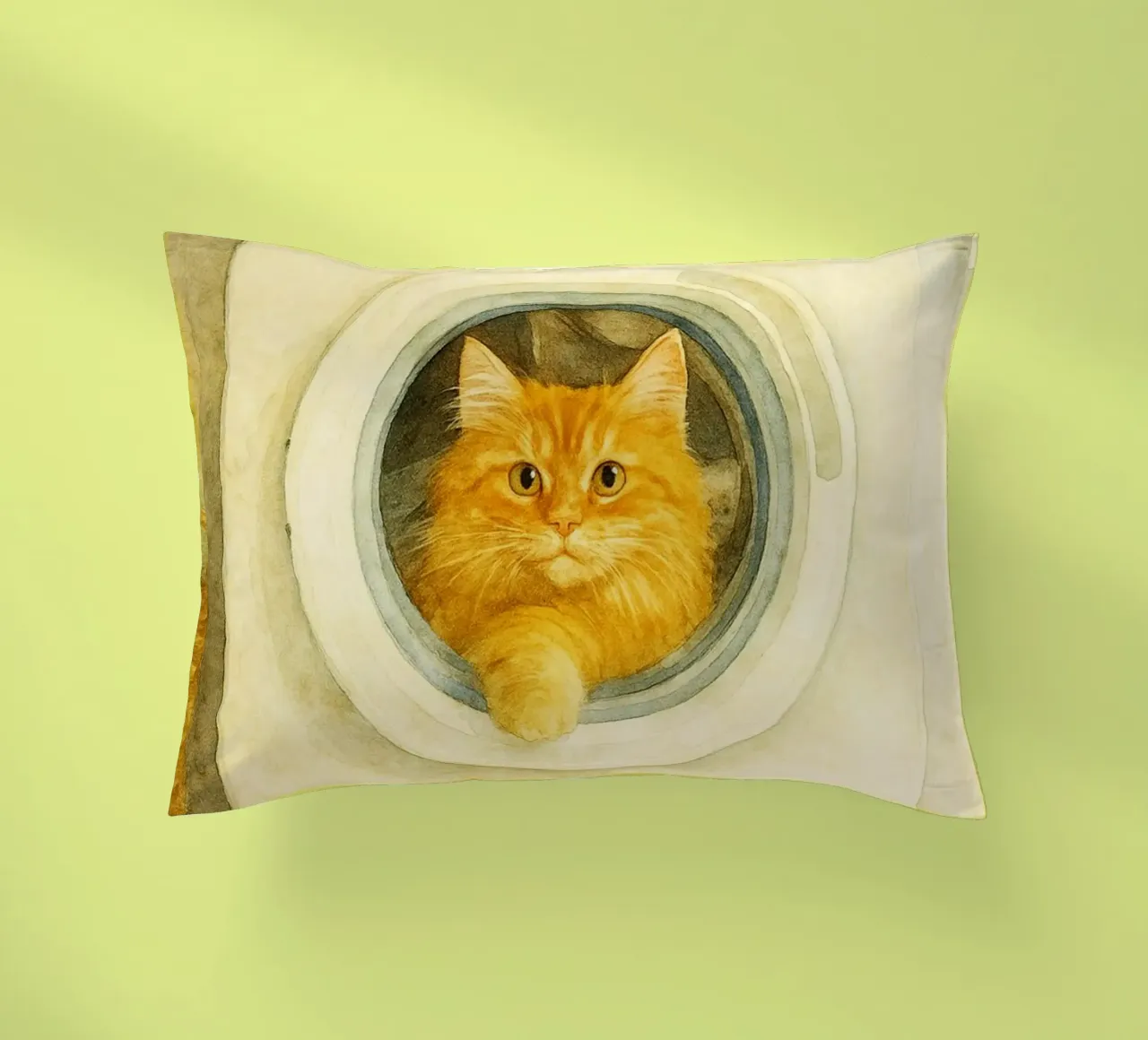 chat amusant dans la machine à laver dessin d'art rétro coussin de genzaa