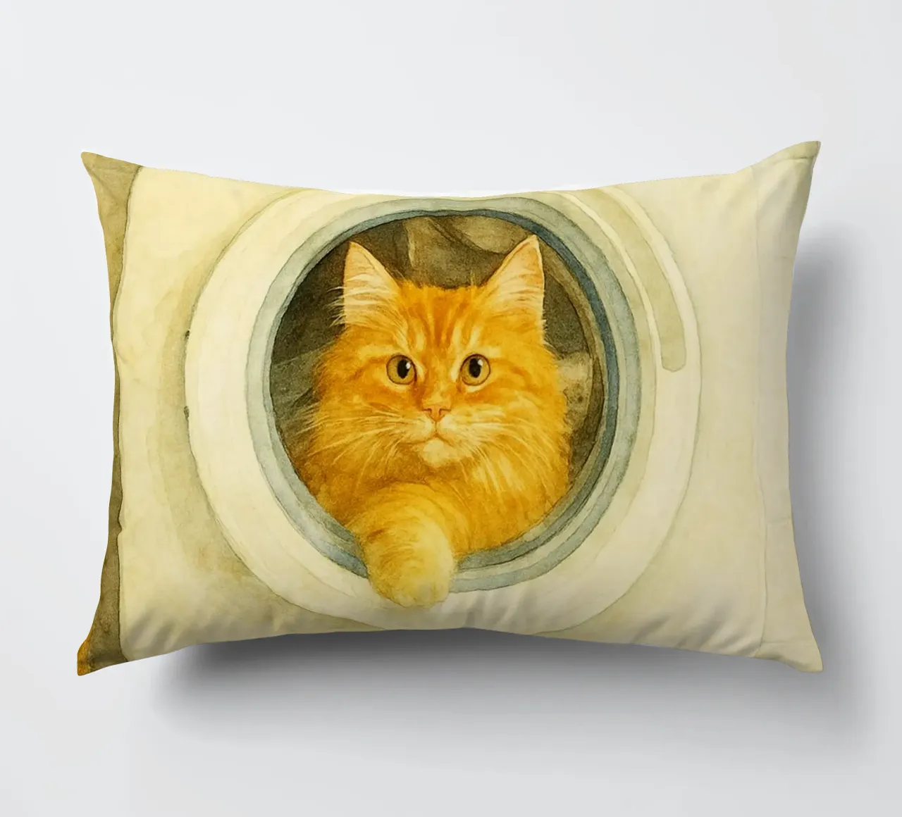 chat amusant dans la machine à laver dessin d'art rétro coussin de genzaa