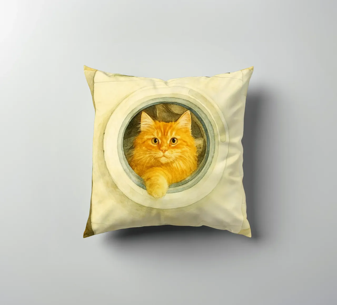 chat amusant dans la machine à laver dessin d'art rétro coussin de genzaa