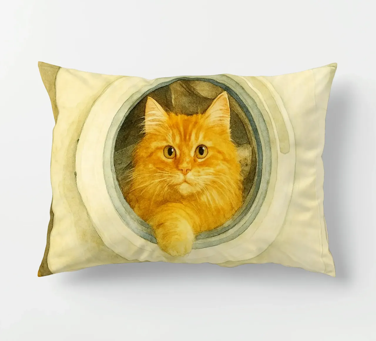 chat amusant dans la machine à laver dessin d'art rétro coussin de genzaa