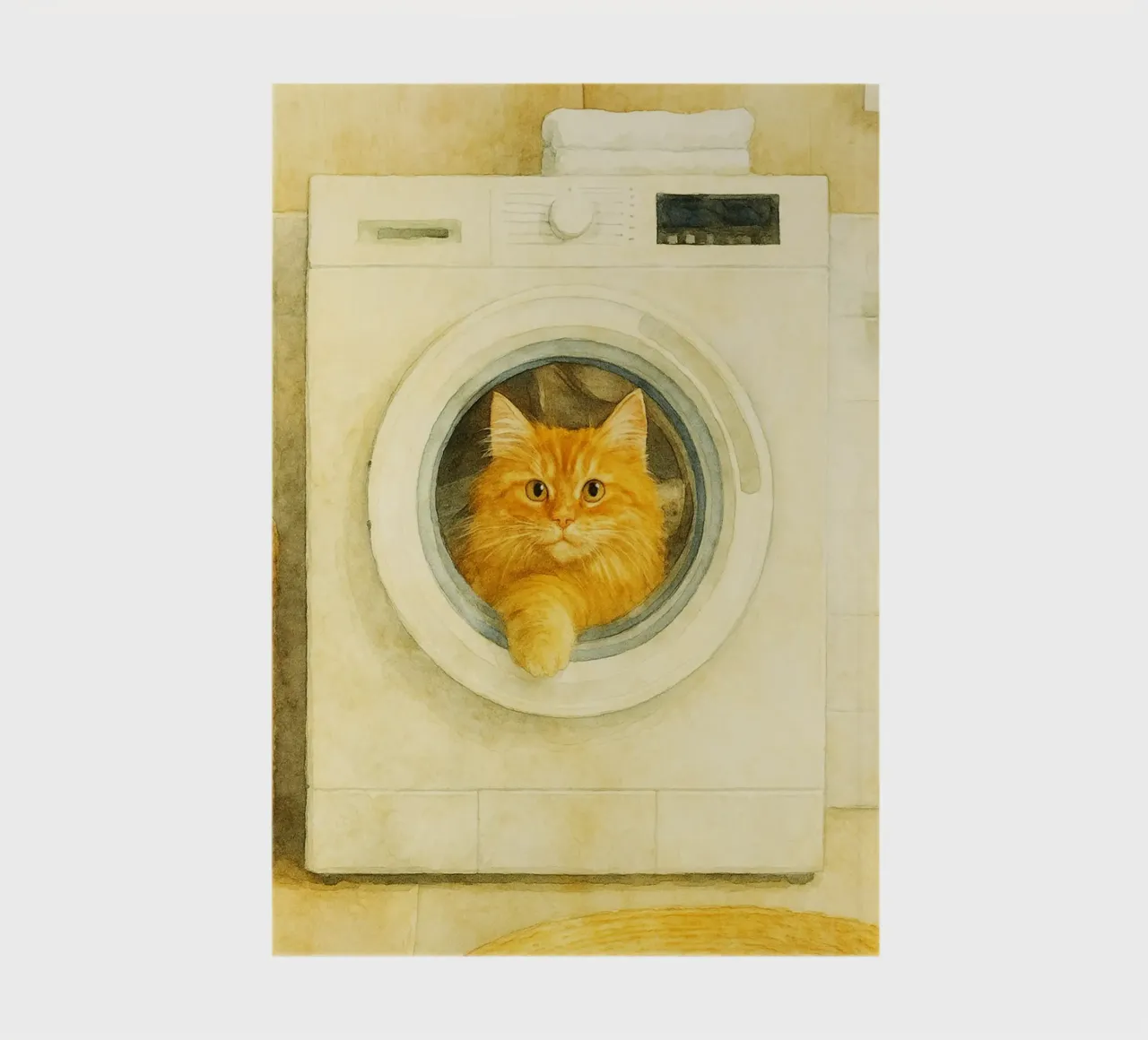 chat amusant dans la machine à laver dessin d'art rétro carnet de notes de genzaa