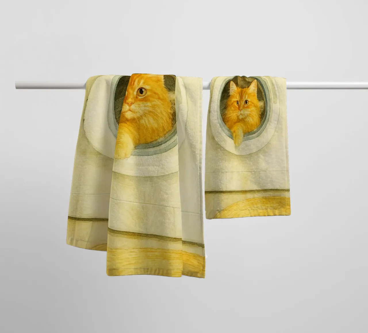 chat amusant dans la machine à laver dessin d'art rétro serviette de bain de genzaa