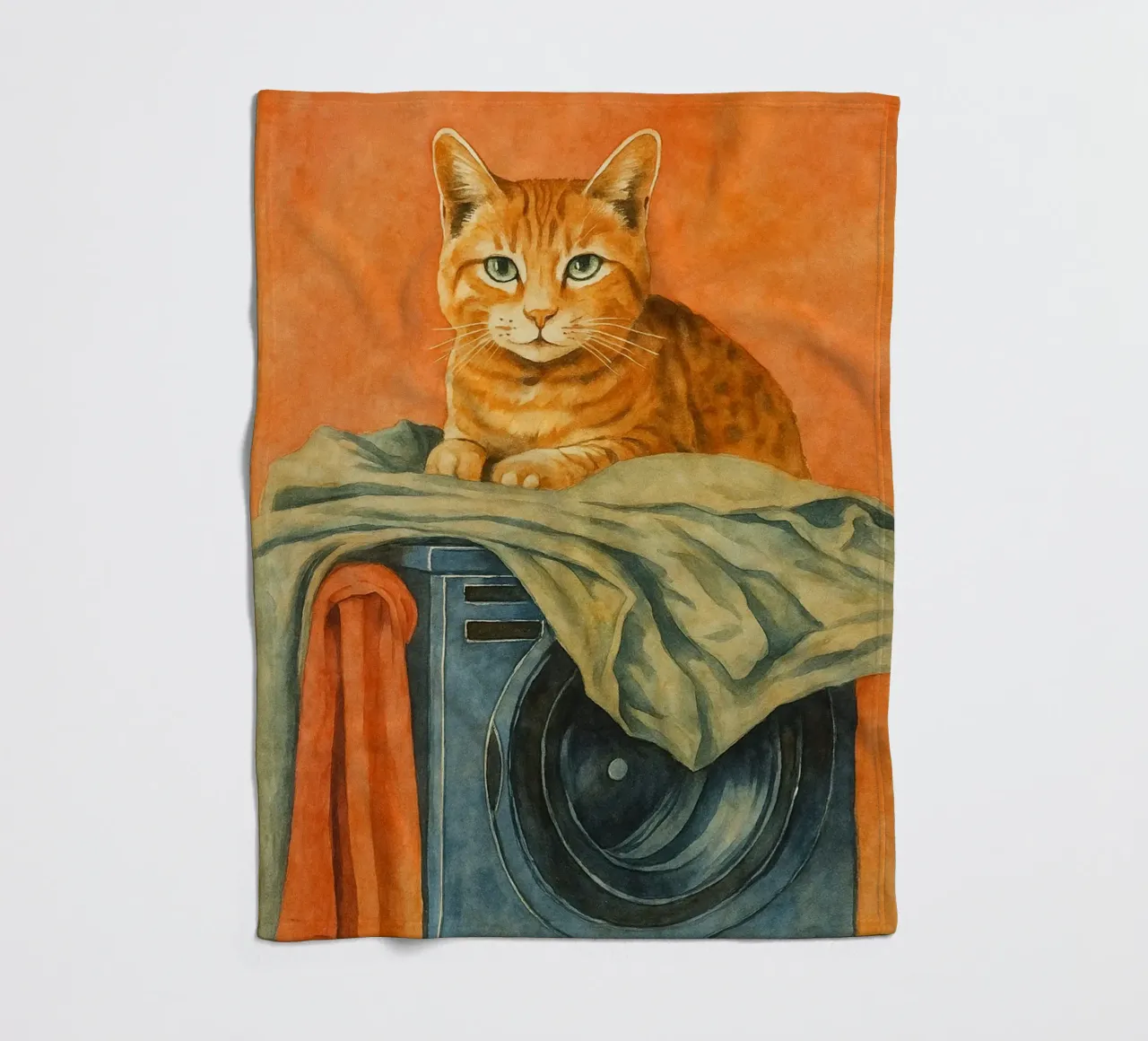 funny cat laundry retro art drawing fleece blanket by genzaa