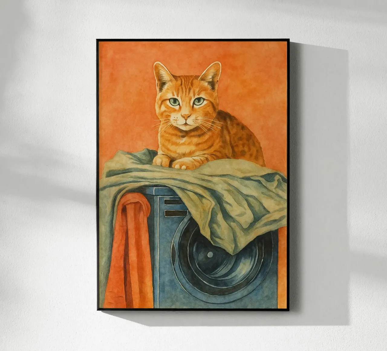 funny cat laundry retro art drawing acrylic glass by genzaa